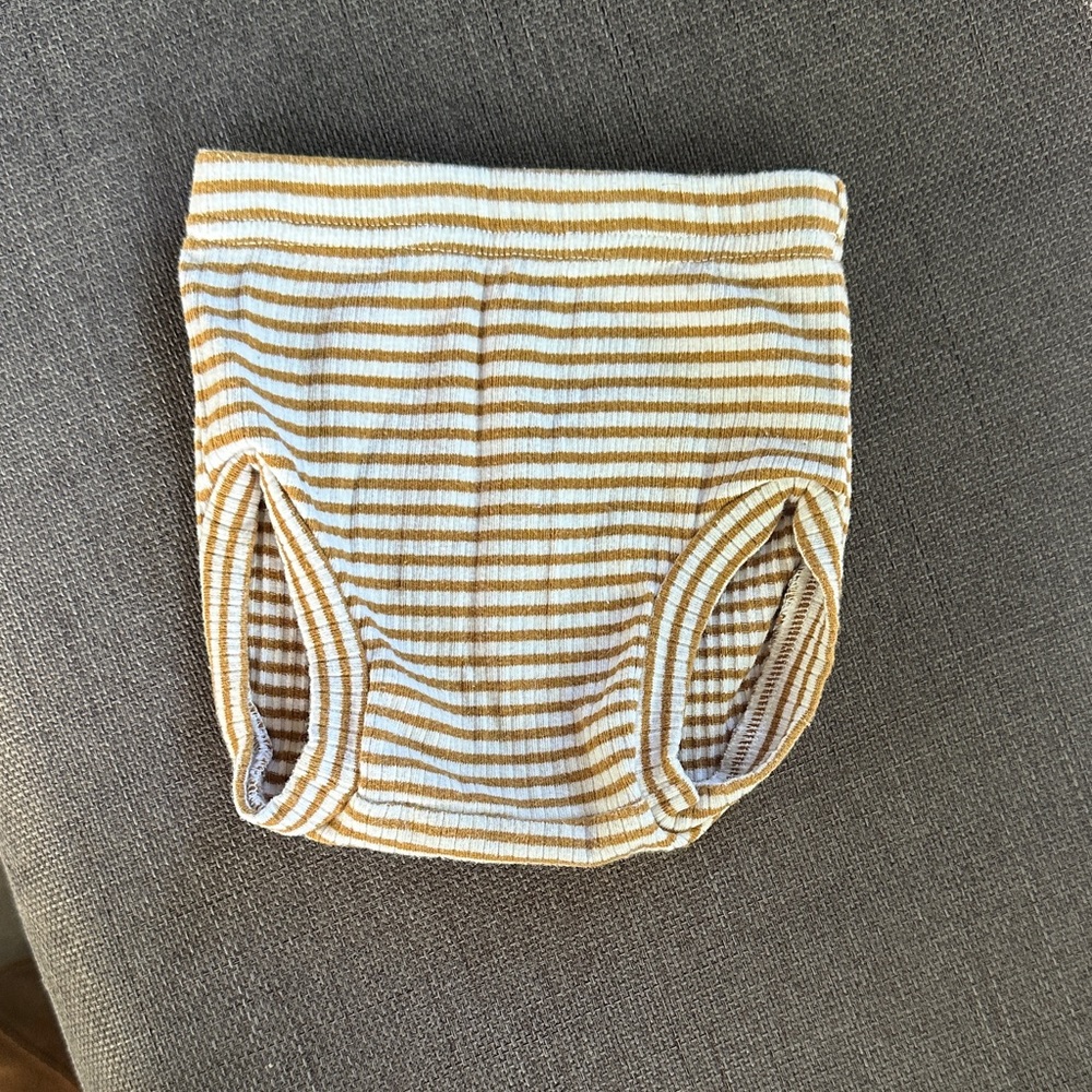 Quincy Mae Tan and White Striped Diaper Cover